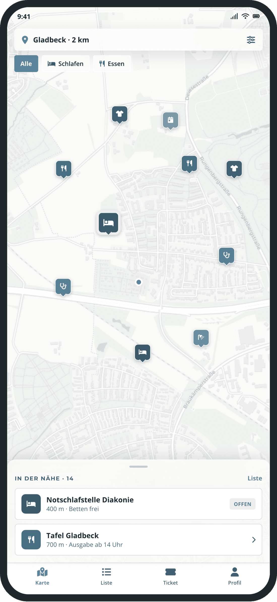 App: Angebote in der Nähe auf der Karte